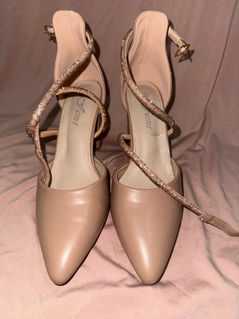 Ventti Blush Pink Pointed Toe Wrap-Strap Heels